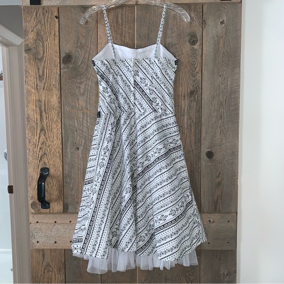 Women’s 3 Vintage MY MICHELLE White Black Floral Spaghetti Strap Sundress EXC - Picture 7 of 16